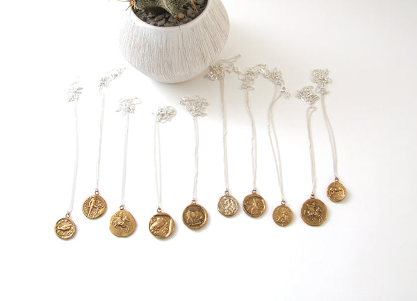Ancient Greek Medallion Coin Necklace - Hera & Peacock