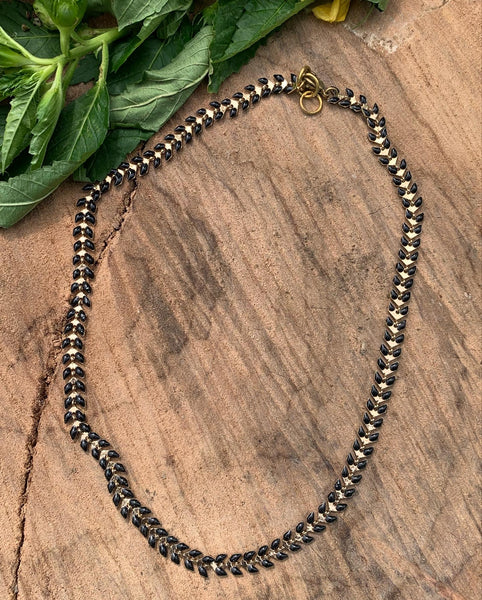 Laurel Wreath Black Collar Necklace