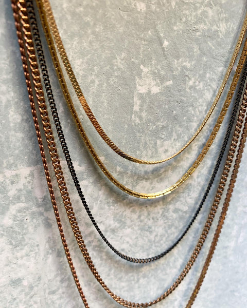 Five Strand Vintage Brass Necklace