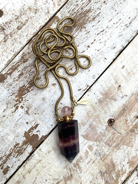 Fluorite Essential Oil Bottle Necklace