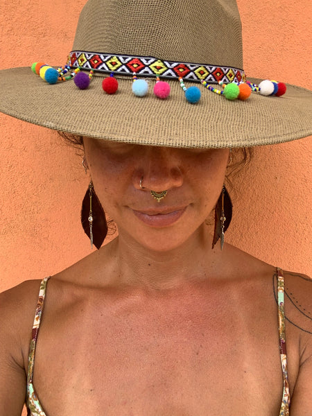 Leather Feather Fringe Earrings - Burgundy with gold and crystal detail