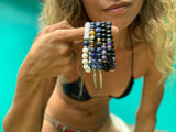 Sodalite, Blue Tigers Eye, Black Lava Stone Stretch Bracelet