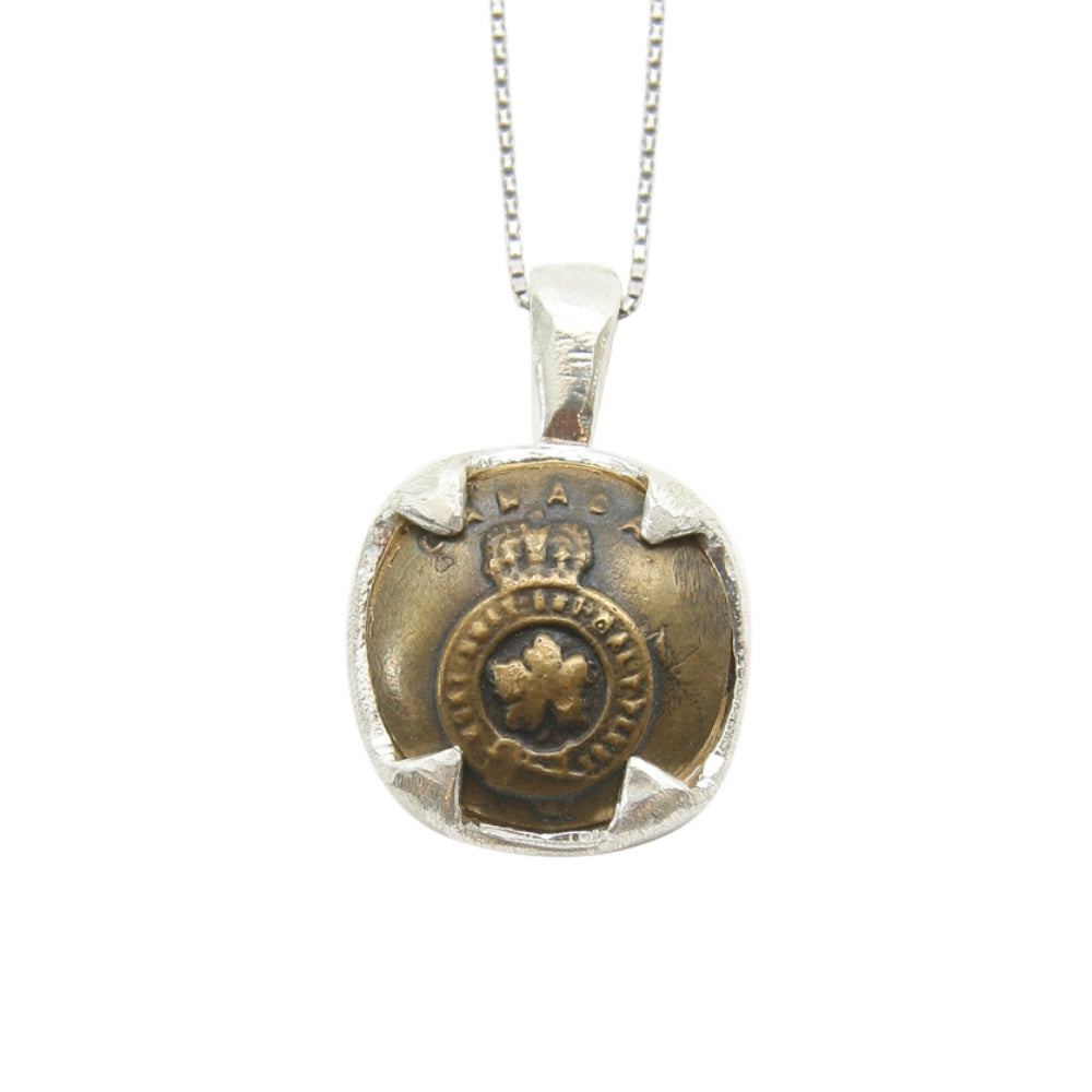 Vintage Canadian Medallion Coin Necklace - Maple Leaf and Crown