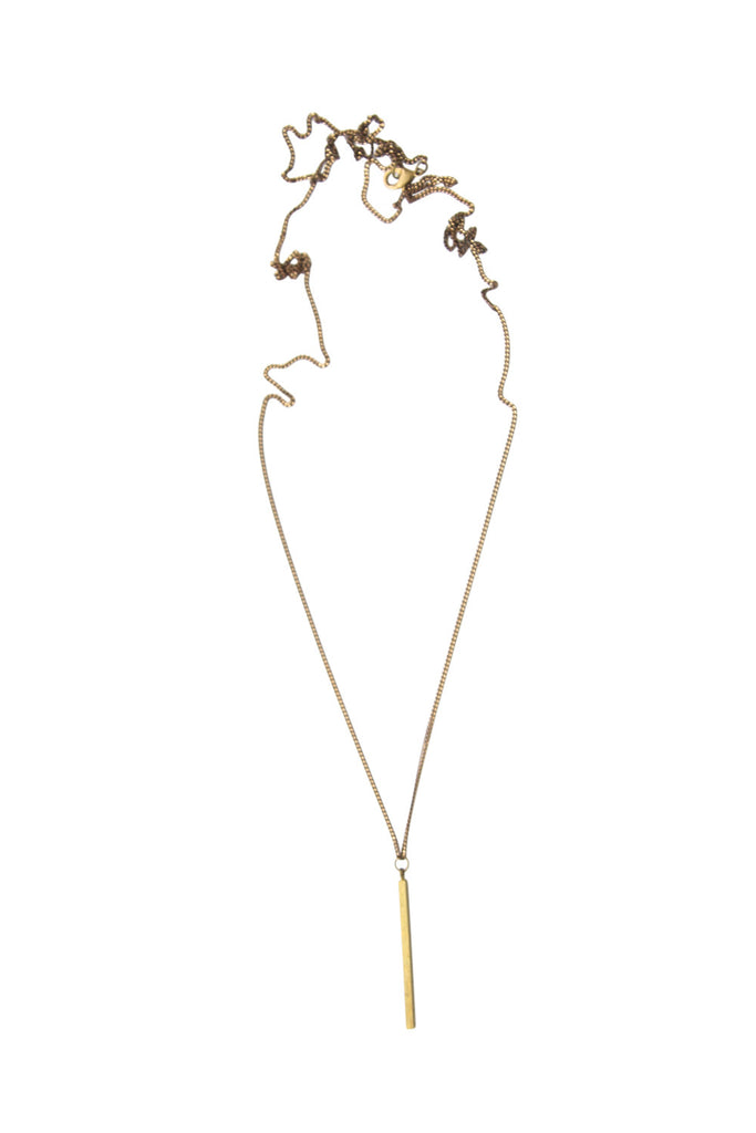 Layla Vintage Brass Bar Necklace