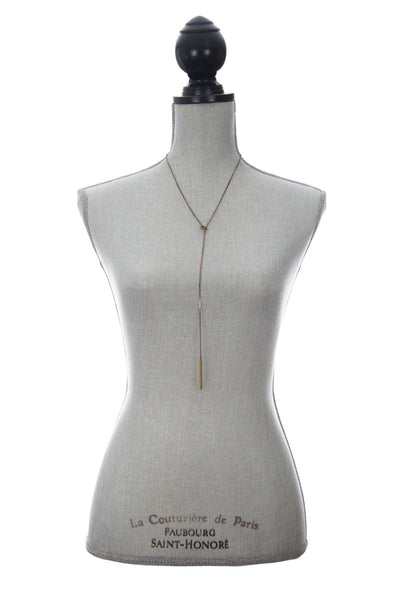 Laborde Designs Jewelry Nailah Brass Charm Lariat Necklace Model