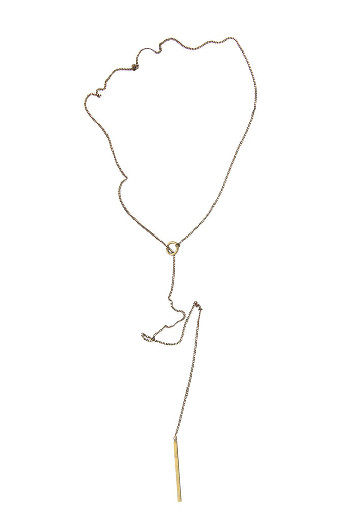 Nailah Brass Charm Lariat Necklace