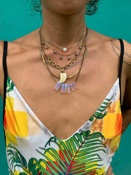 Opalite 3 strand mixed metal necklace