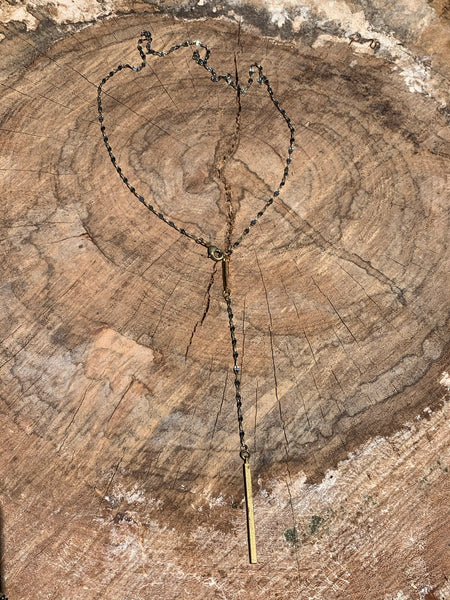 Silver plated fancy chain with 14k plate and brass bar detail