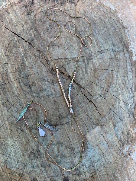 Opalite 3 strand mixed metal necklace