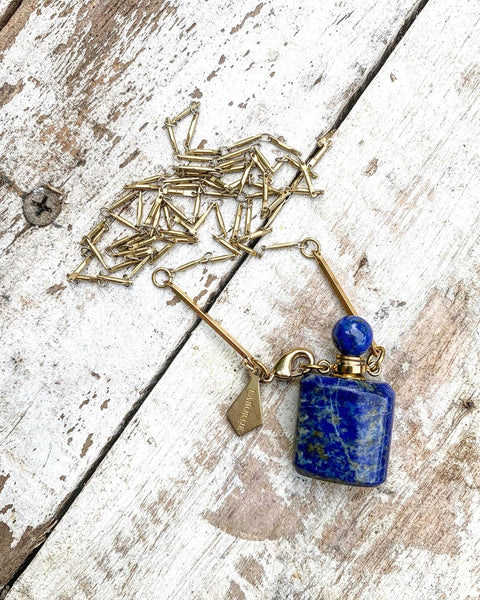 Lapis Lazuli Essential Oil Bottle Necklace