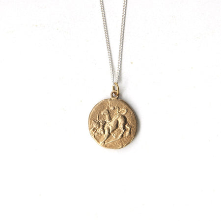 Ancient Greek Medallion Necklace - Alexander The Great On Throne