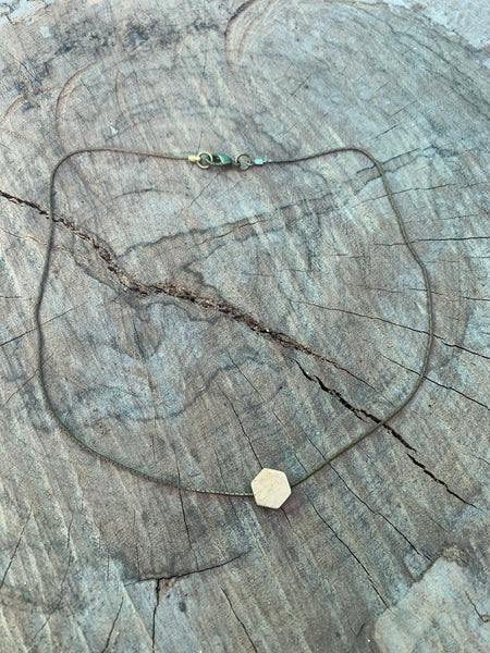 Stars and freshwater pearl dainty collar. Vintage brass curb link chain.