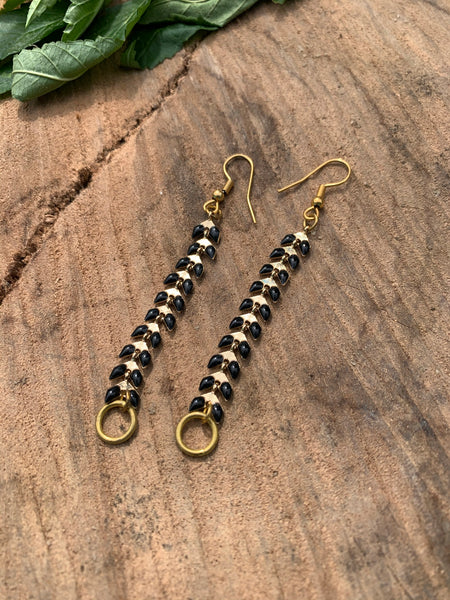 Laurel Wreath Black Dangle Earrings