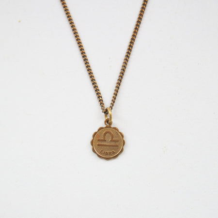 Grecian medallion with adjustable vintage brass chain with evil eye detail