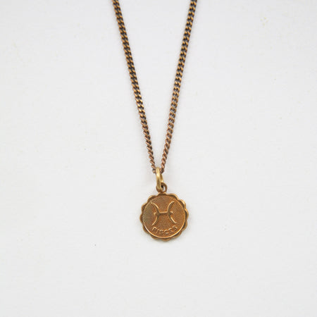 Grecian medallion with adjustable vintage brass chain with evil eye detail