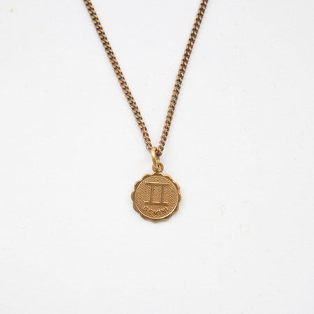 Hexagon brass pendant. Vintage brass box snake chain