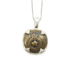 Vintage Canadian Medallion Necklace Leaf and Crown Close up