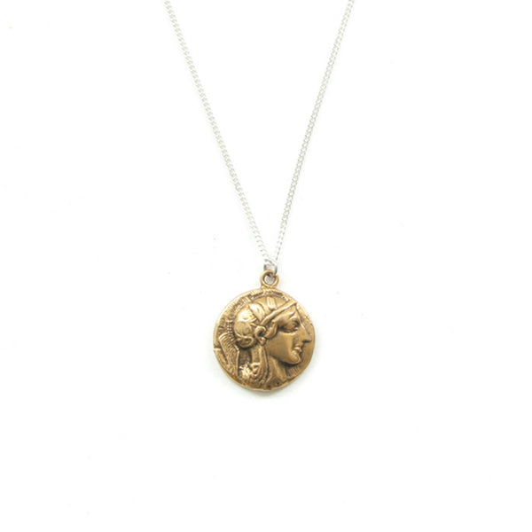 Laborde Jewelry Gracien Medallion Athena Silver Brass Front