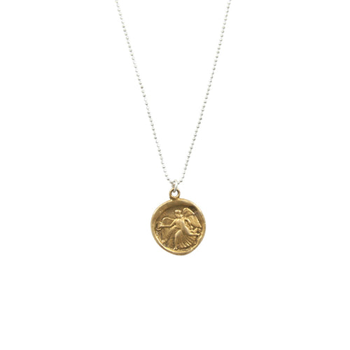 Ancient Greek Medallion Coin Necklace Angel Back