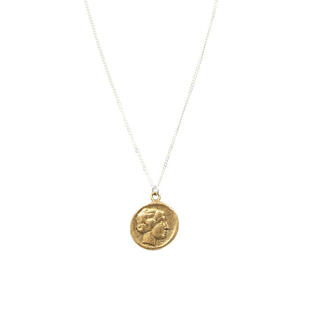 Ancient Greek Medallion Necklace - Alexander The Great On Throne