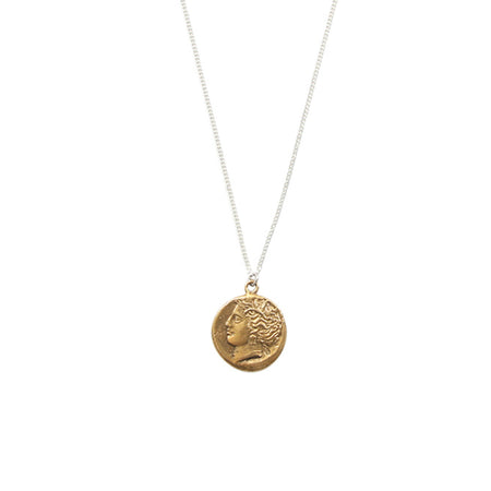 Ancient Greek Medallion Coin Necklace - Hera & Peacock