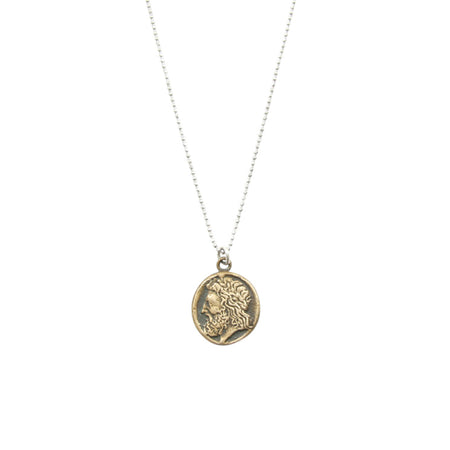 Ancient Greek Medallion Necklace - Alexander The Great On Throne