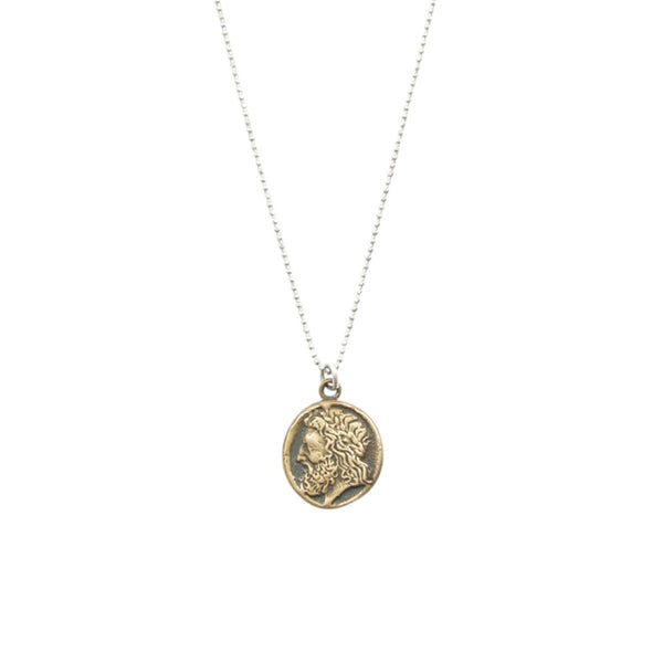 Ancient Greek Medallion Necklace Zeus Front