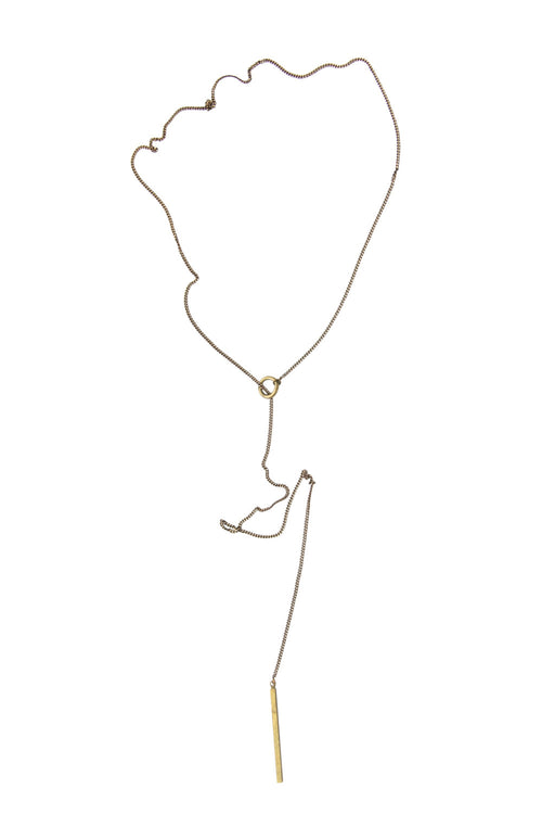 Laborde Designs Jewelry Nailah Brass Charm Lariat Necklace
