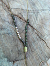 Y-Style Modular Zip Vintage Brass Necklace. Antique Bronze and Gold Metallic Beads