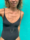 Y-Style Modular Zip Vintage Brass Necklace. Antique Bronze and Gold Metallic Beads