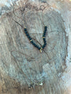 Y-Style Modular Zip Vintage Brass Necklace. Black Lava Stone with Gold Spacers